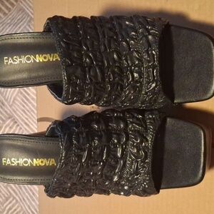 Black Ruched Steletto Sandals